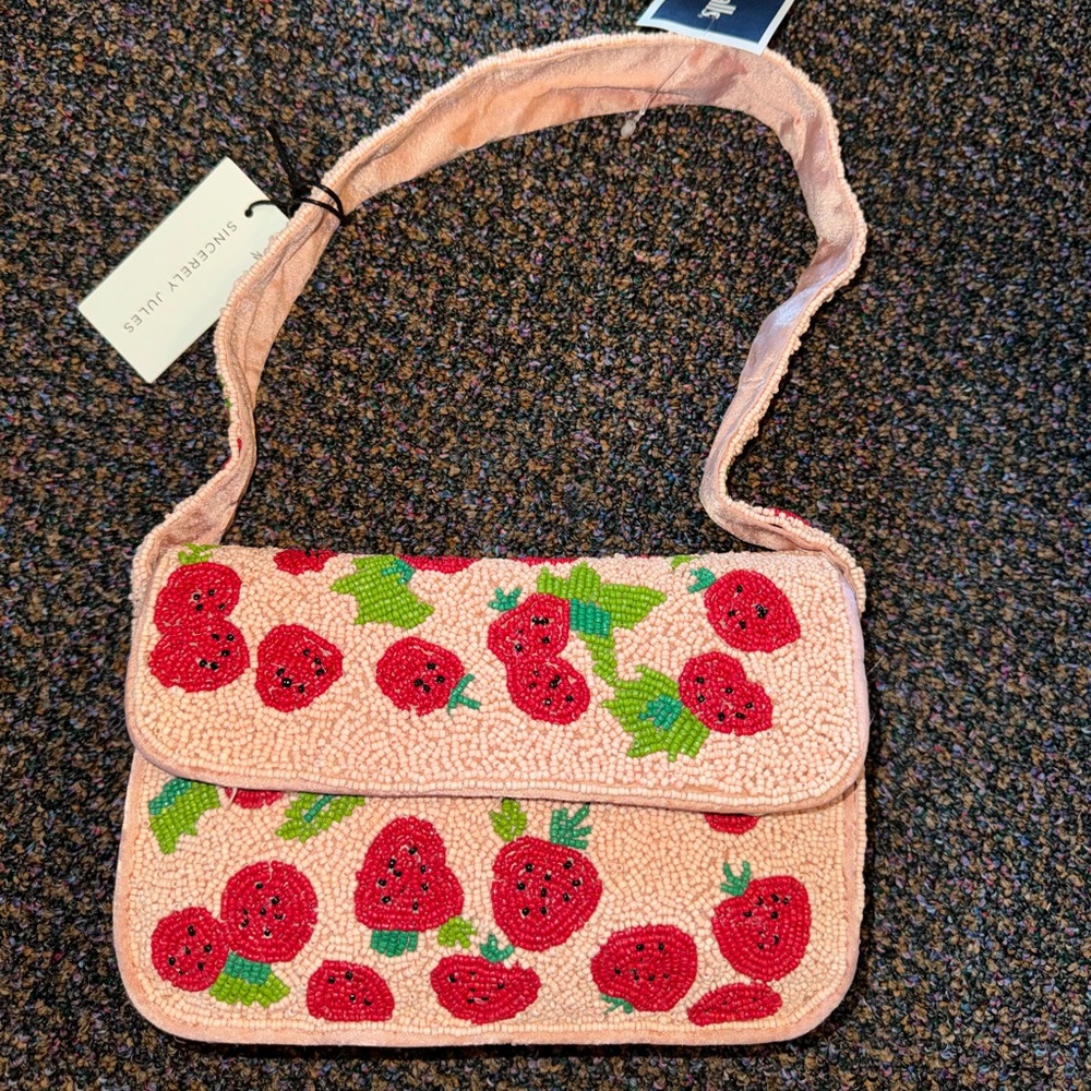 Strawberry Beaded Shoulder Bag
